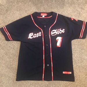 Snoop Dogg Snoop213 East Bag Button Up Dark Blue Baseball Jersey: Mens 2XL